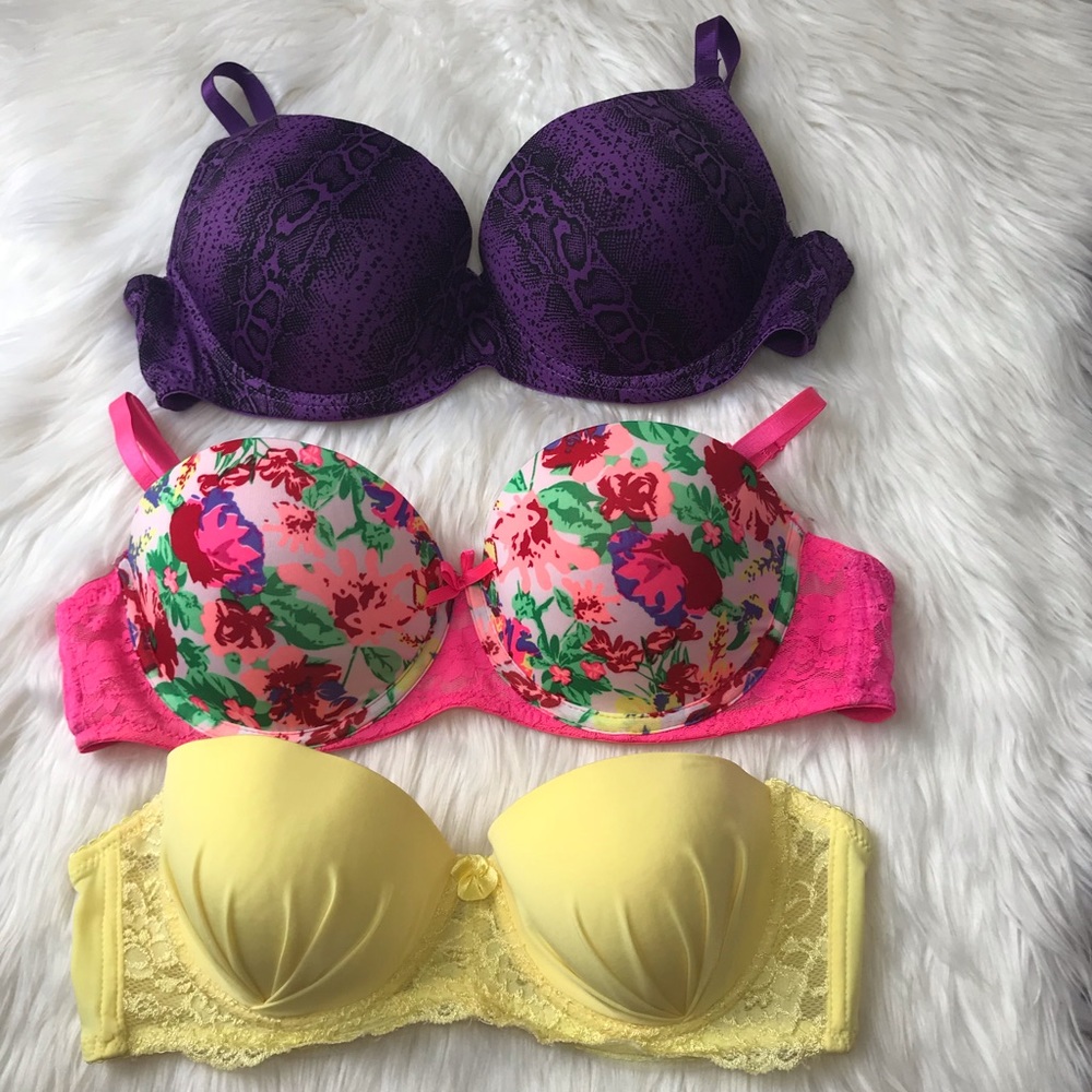 36C Bra Bundle Strapless & Push Up Floral Yellow